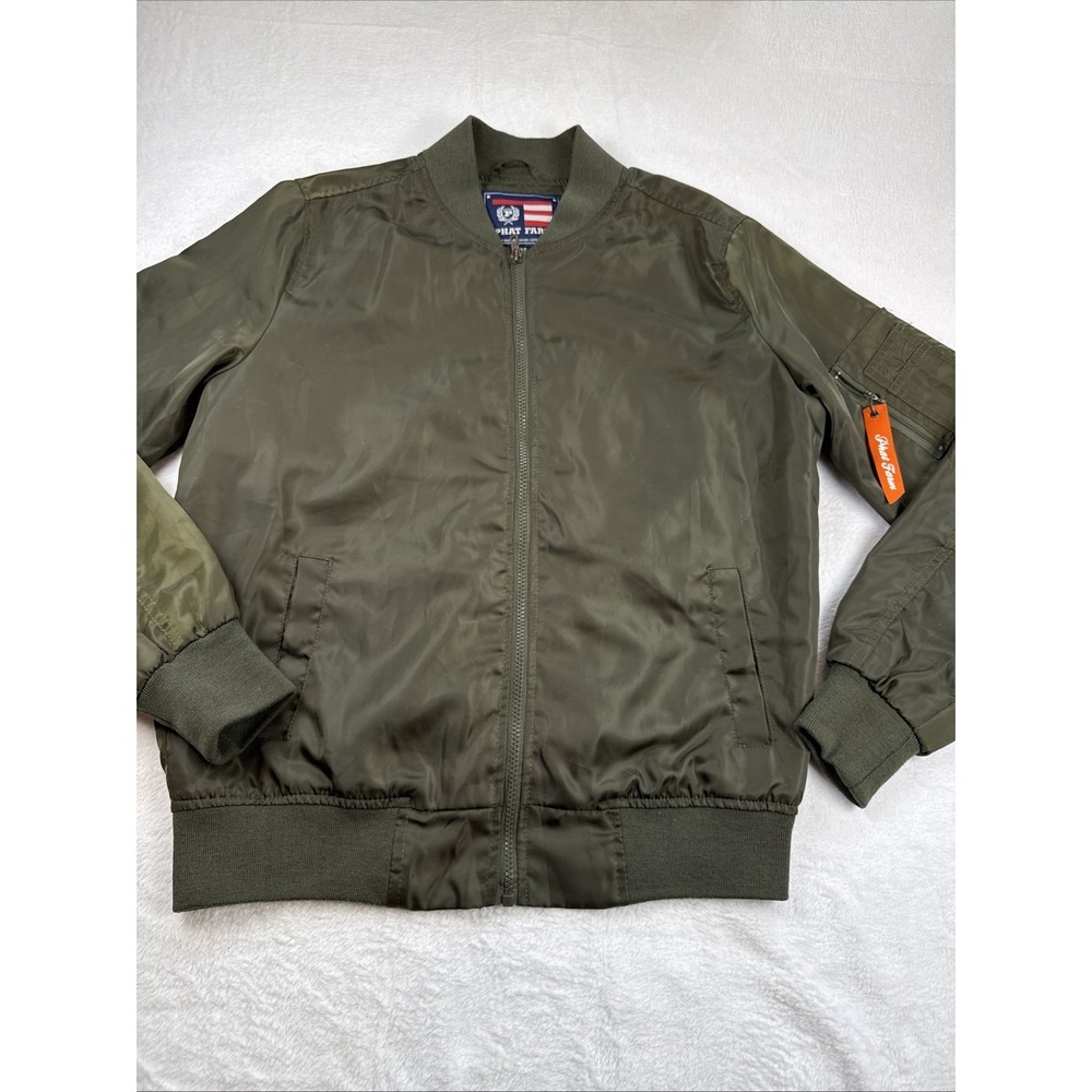 Y2K Phat Farm Mens Bomber Jacket Sz Small Army Green Lightweight 90s Vintage